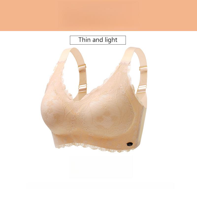 

Seamless Bra for Women No Steel Rims Plus Size Bra for Women Thin Bra Gathered and Anti Sagging Bra 6XL бежевий