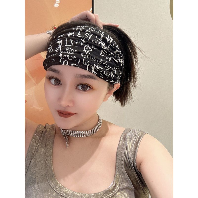 Headband, European and American Style Wide Headband To Cover Gray Hair, Dark Black Hair Accessory, Fashionable Headwear, Windproof Forehead Band