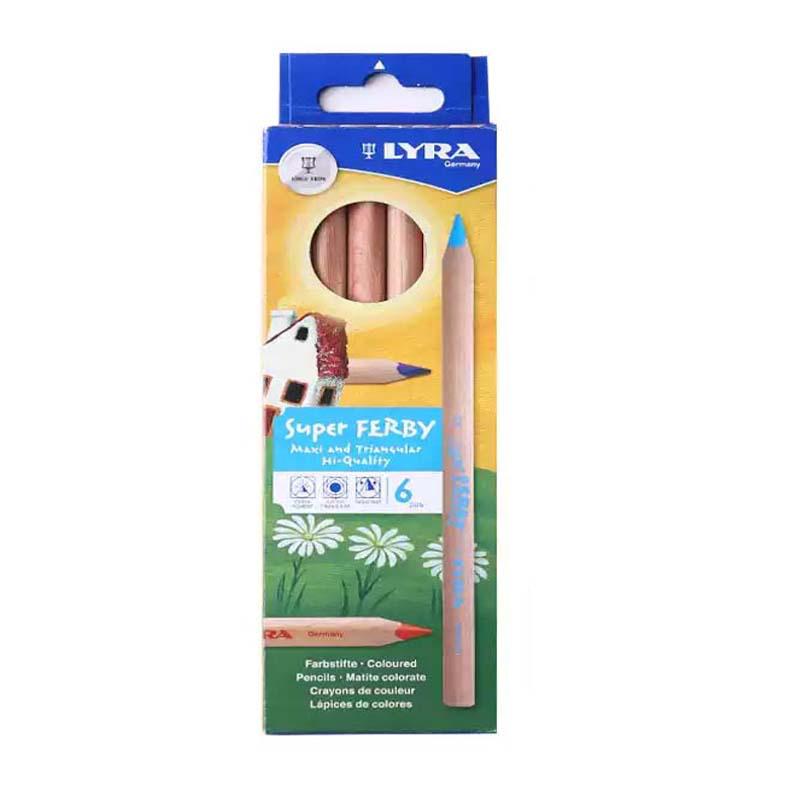 LYRA Germany Triangular Grip Colored Pencils: 10mm Barrel, 6.3mm Break-Resistant Core, Long Barrel Design for Kids. 2B