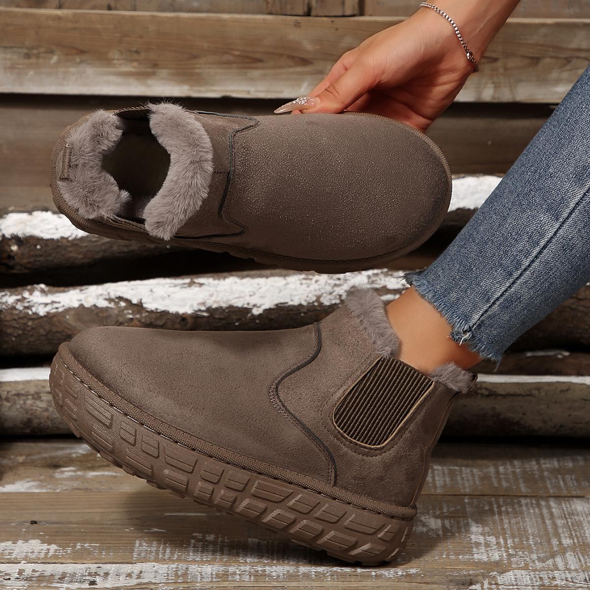 

Женские зимние ботинки-дутики из искусственной замши с пушистой отделкой, на толстой платформе, противоскользящие, до щиколотки, с подкладкой из искусственного меха, для комфортной и теплой ходьбы, мини-короткие ботинки 41 хаки