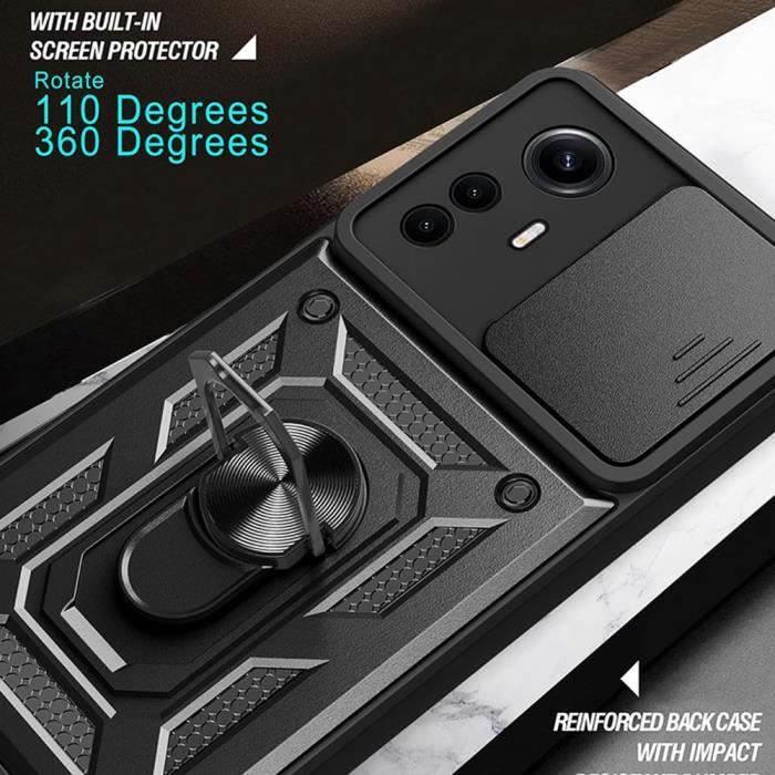 Coque - E.F.CONNECTION - Pour Xiaomi Redmi Note 12S - Rigide - Antichoc - Protection Caméra Coulissante