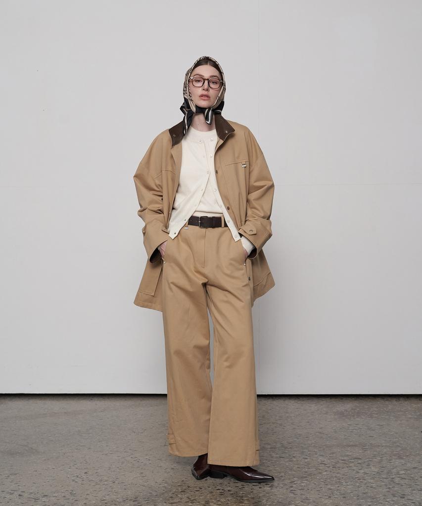 FROMWHERE Cutting Line Cotton Pants Beige