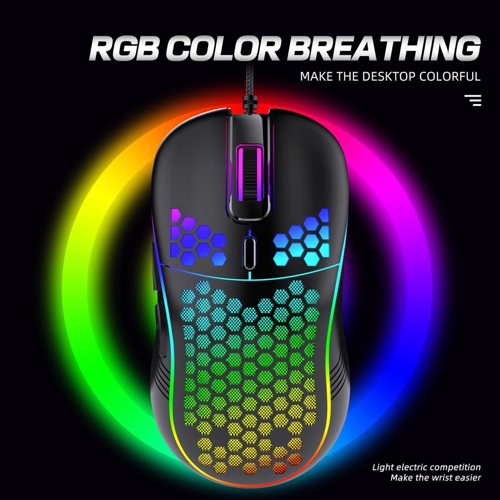 Ergonomic RGB Wired Lightweight Gaming Mouse with Hollow Design