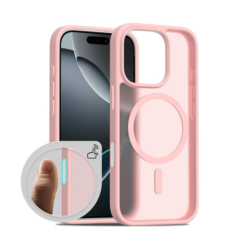 For Apple 17pro Max Transparent Black 2-in-1 Mobile Phone Case Frosted Magnetic AI Smart Button 16e Mobile Phone Case