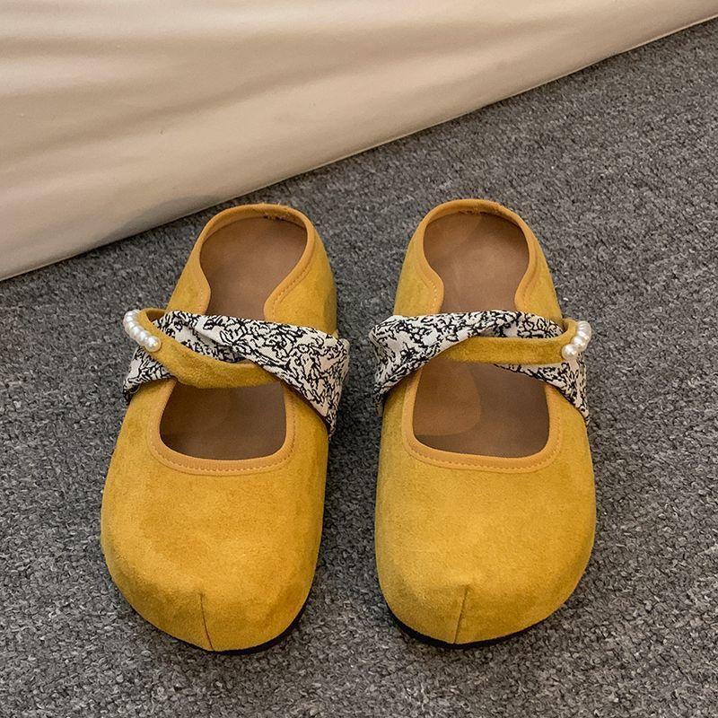 

Модные новые жемчужные бантики, баотоу, мягкая подошва, маленькие шлепанцы на платформе для работы и выхода в свет 35 розовый