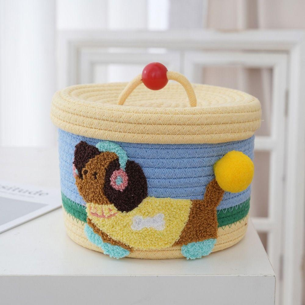 Cartoon Hand Gift Box Round Snack Organizer Box Multipurpose Cotton Rope Storage Basket  Cosmetics