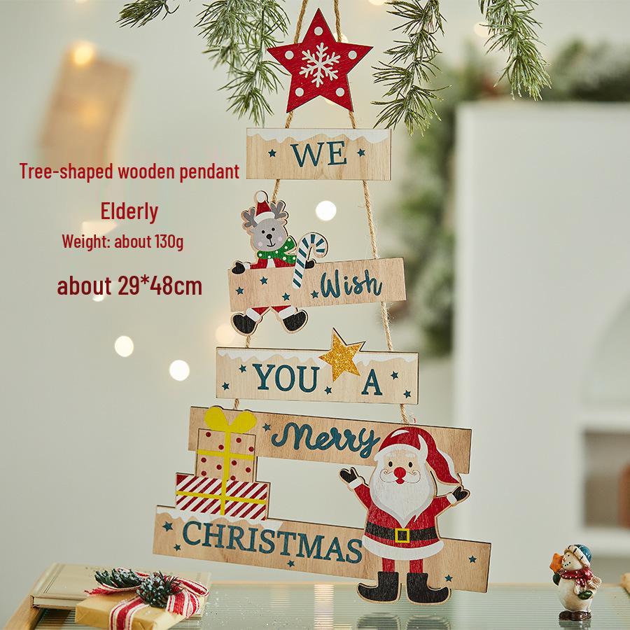 Old Man Snowman Wooden Ladder & Letter Sign Christmas Tree Ornaments for Door & Window Decorations