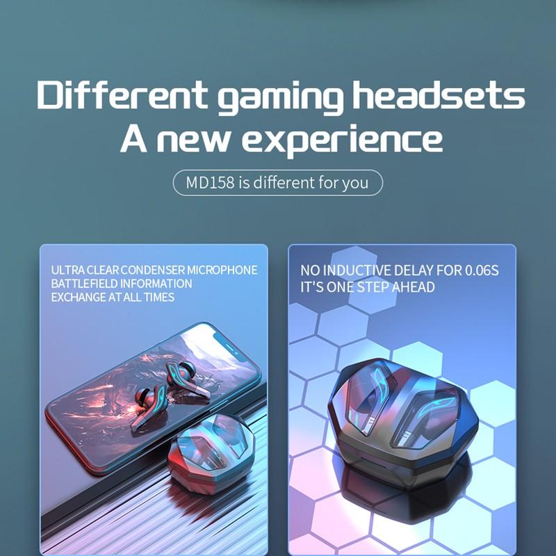 Drahtloses Bluetooth 5.2-Headset, Stereo-Sound, niedrige Latenz, Gaming-Bluetooth-Headset, Rauschunterdrückung, Mini-Ohrhörer-Kopfhörer mit Mikrofon