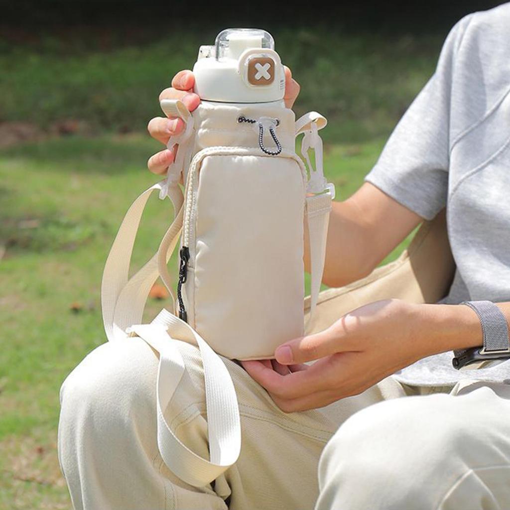 Water Bottle Holder Large Insulated Drawstring Pouch Water Bottle Carrier Bag with Strap for Outdoor Travel Camping Hiking