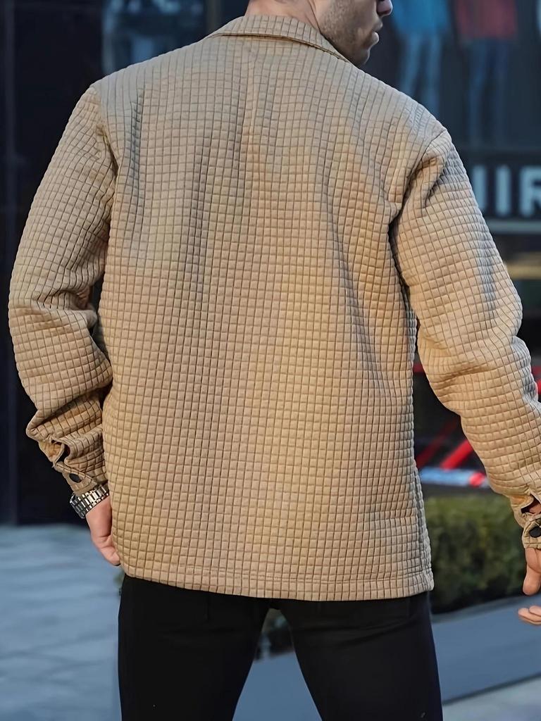 European & American Men's Plus Size Checkered Cardigan Shirt Jacket, 2025 Fashion, Long Sleeve