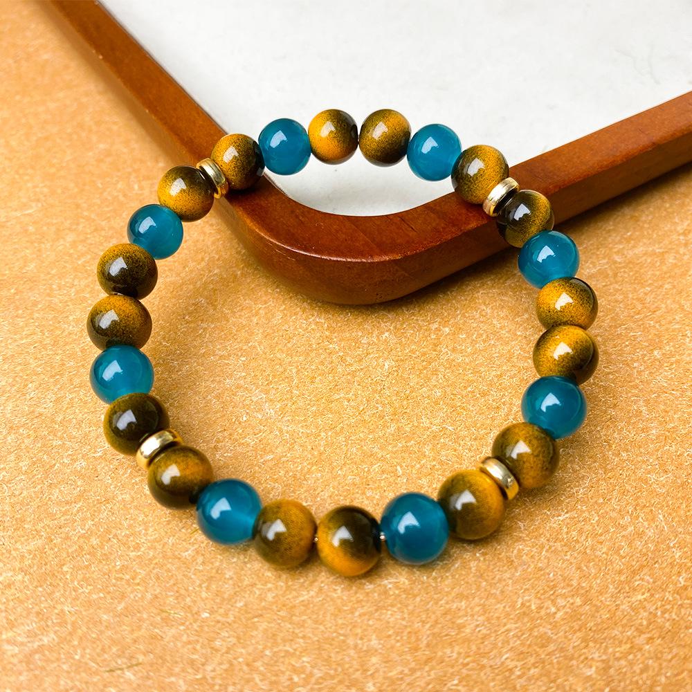 Xi Yin TK Men s Power Bracelet - Tiger s Eye & Lapis Lazuli Stones 8mm