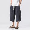 Men's Summer Loose Fit Linen Capri Pants - Solid Color, Plus Size, Chinese Style Casual Trousers