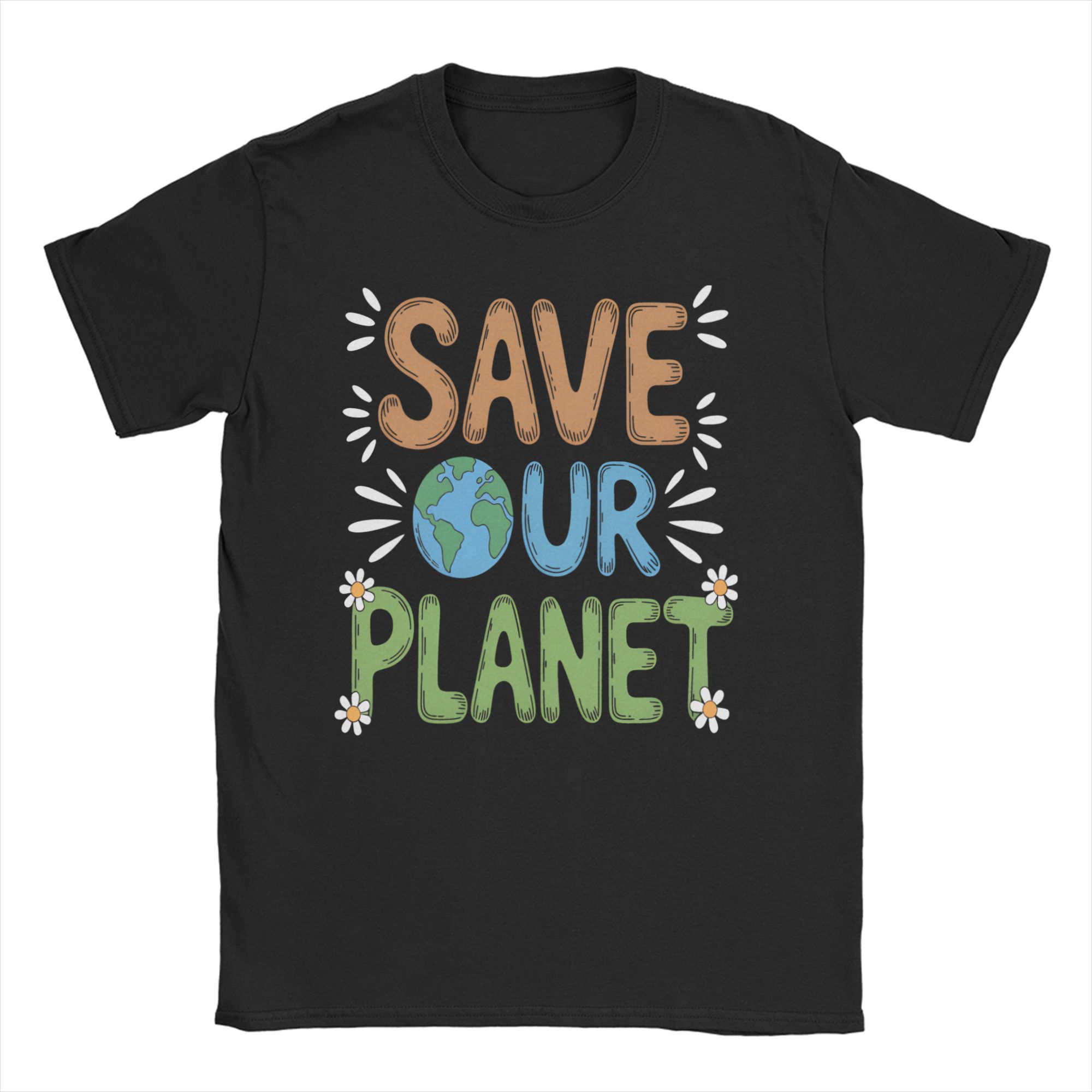 Funny Save The Earth Save Our Planet T-Shirt Men Women s O Neck 100% Cotton T Shirt  Short Sleeve Tee Shirt Summer Clothing S разноцветный