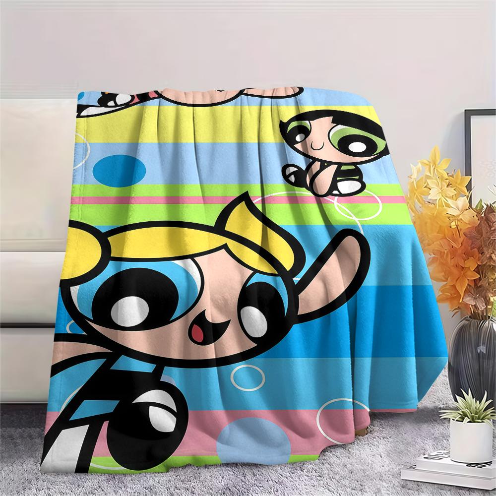 Powerpuff Girls Art pattern Flannel Blanket, High quality Comfortable for All Seasons, Home Decor, Warmth and Comfort, Perfect for Gifts.