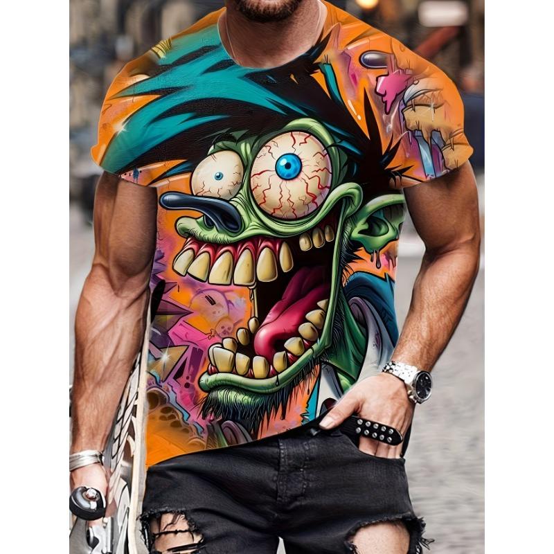 Funny Coffee Chicken T-shirt Men 3D Cartoon Rooster Print Short Sleeve Casual Summer
