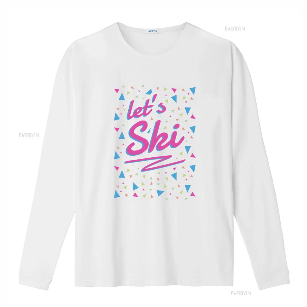 Let S Ski Women 80s Style Retro Après Snowboard Slogan T Shirt Vintage Washed Fashion Top For Everyday Wear Stretched Slightly