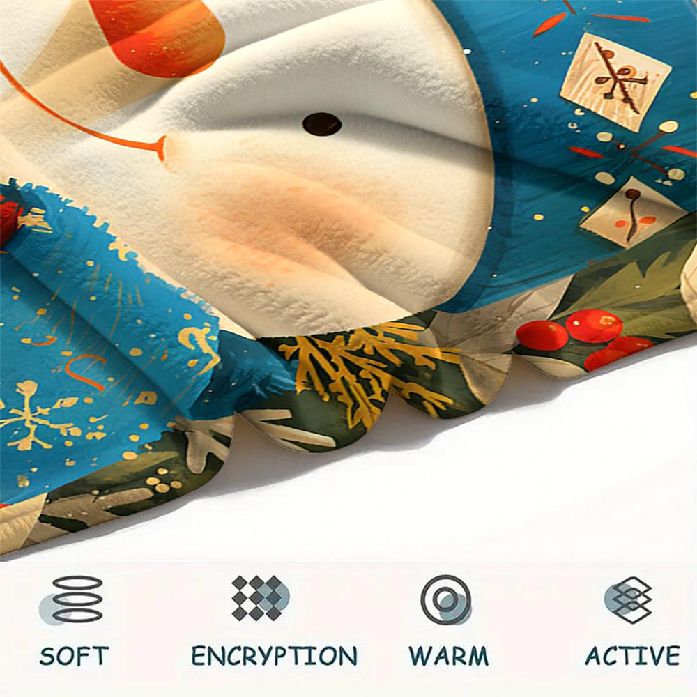 Snowman Print Flannel Blanket, High Quality Comfortable for All Seasons, Home Decor, Warmth and Comfort, Perfect for Christmas Gifts