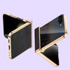 Cowhide Leather Phone Case for Samsung Galaxy Z Flip7 Flip6 Flip 7 FE 6 5 Luxury Hinge Protection Cover with Tempered Glass