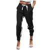 Women's Splicing Casual Tie Foot Elastic Waist String Side Pocket Pencil Pants