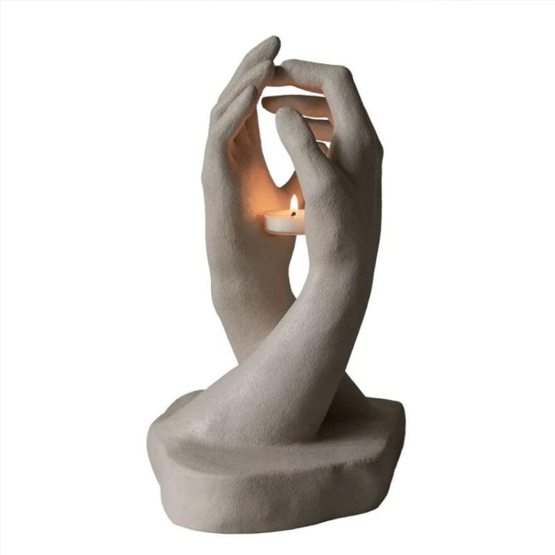 

Hands Candle Holder Modern Sculpture Candle Holders Elegant Candlestick Aesthetic Decorative Candlesticks Table Decorations білий