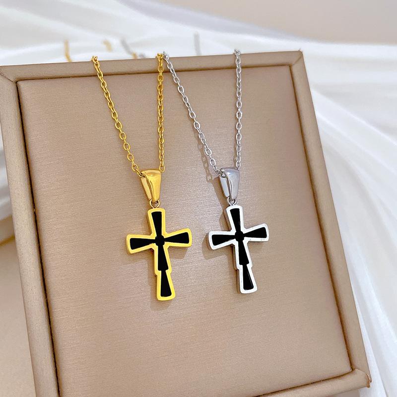Cross Pendant Necklace for Women 2025 New Fashion Stainless Steel Jewelry Wedding Party Accessories
