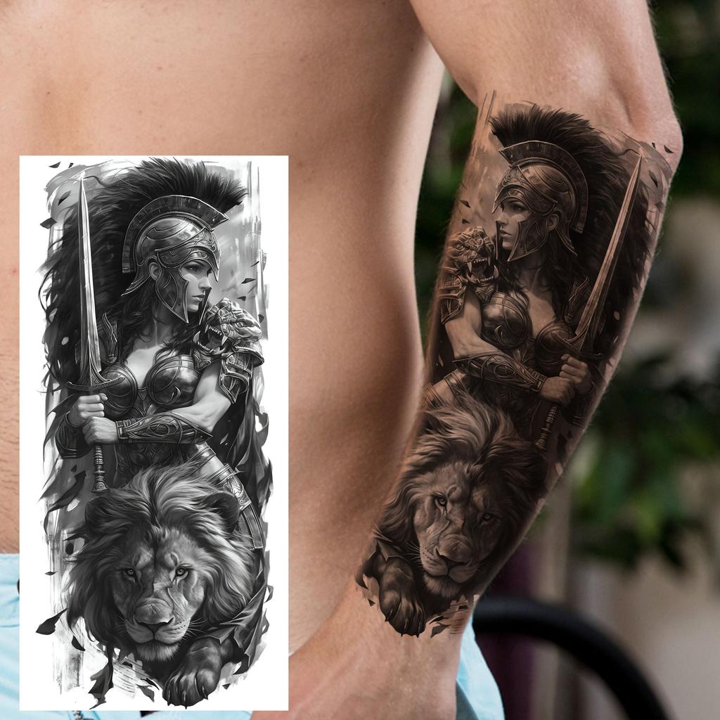 1 Sheet Creative Lion Temporary Tattoos For Men Women Adult, Waterproof Realistic Temp Fake Tattoo Sticker Long Lasting Body Art