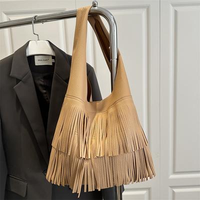 Niche Design Korean Version of Fashion Fringed Personalized Shoulder Bag Women's 2025 New Versatile Large-capacity Underarm Bag