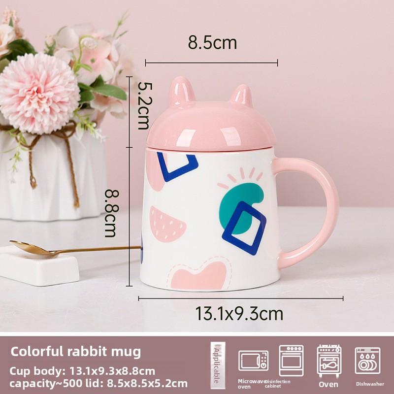 

Creative Rabbit Ear Ceramic Mug Cute Coffee Cup Ins Gift Large Capacity Office Tea Cup 500ml