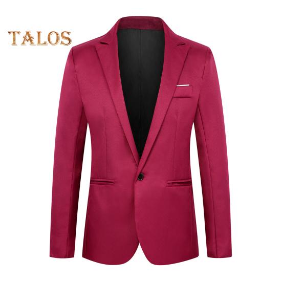 Giacca da uomo slim fit tinta unita business blazer con bottone singolo e tasche per matrimonio ufficio sera festa