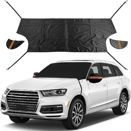 

EXQUISLIFE Car Windshield Snow Ice Cover with 3 Layers Protection, Windshield Snow Ice Cover with Magnetic Edges Used for Snow Protection, Rain and чёрный