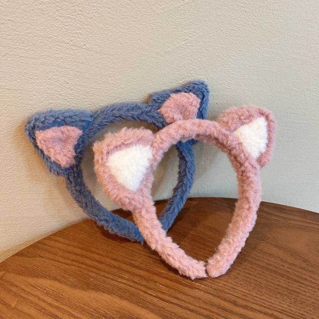 Cat Cute Women Ears Hairband Girl Cosplay Hair Hoop Winter Soft Wool Headband Anime Party Hair Bands Face Wash Makeup Headwear