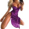 Women Nightdress See-through Lace Low Cut Sleeveless Thin Charming Soft Adjustable Straps Women Nightie for Bedroom