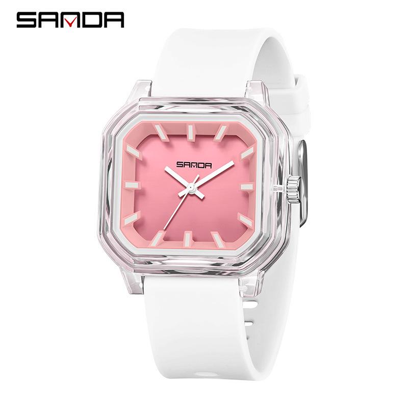 Sanda Colorful Minimalist Student Quartz Watch with 3D Scale and Waterproof Design