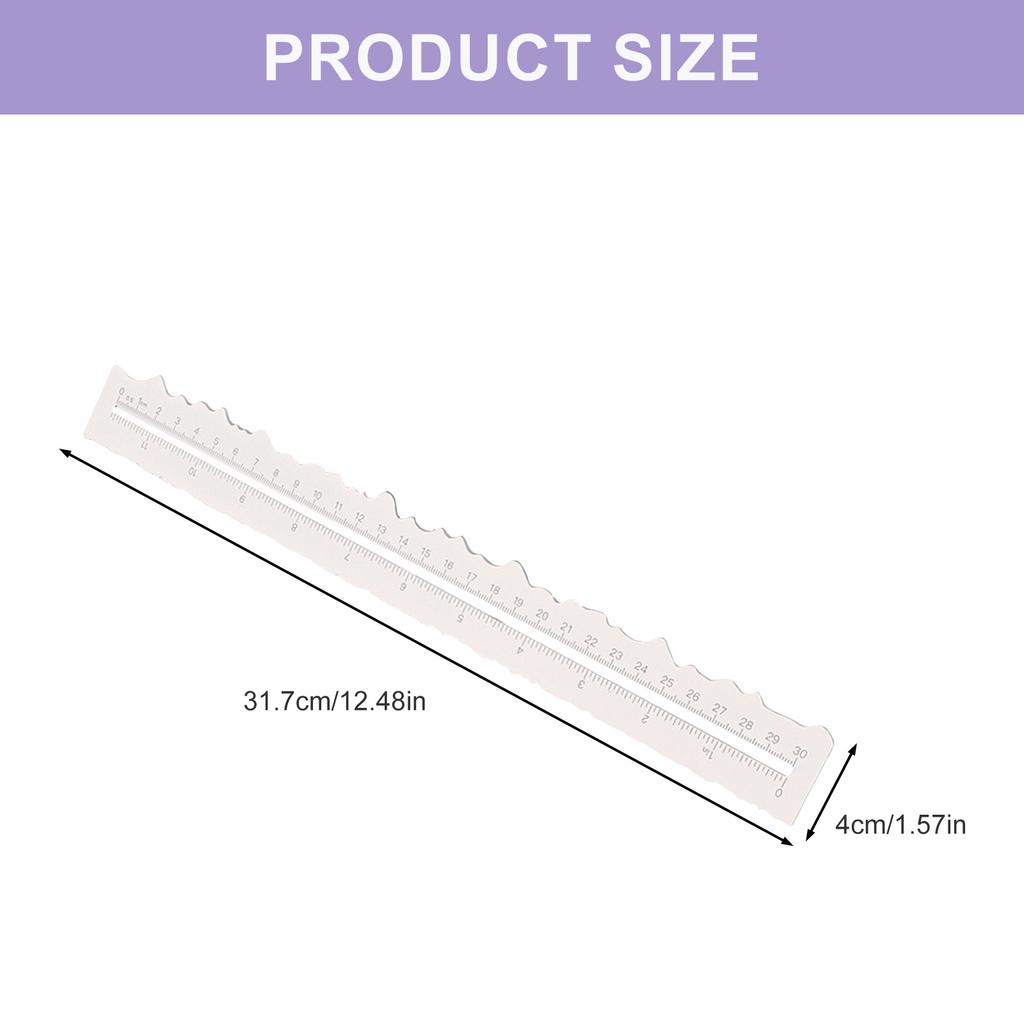 Metal Paper Tearing Ruler Craft Ruler Wavy Line Jagged Irregular Edges Ruler 12Inch Measuring Tool for Cutting Paper