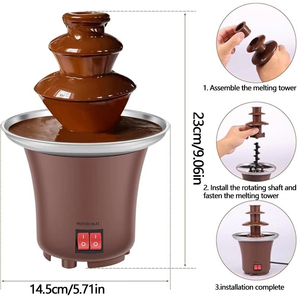 3 Layer Electric Chocolate Fondue Fountain Household 10oz Capacity Cheese Chocolate Melting Machine for Candy Making