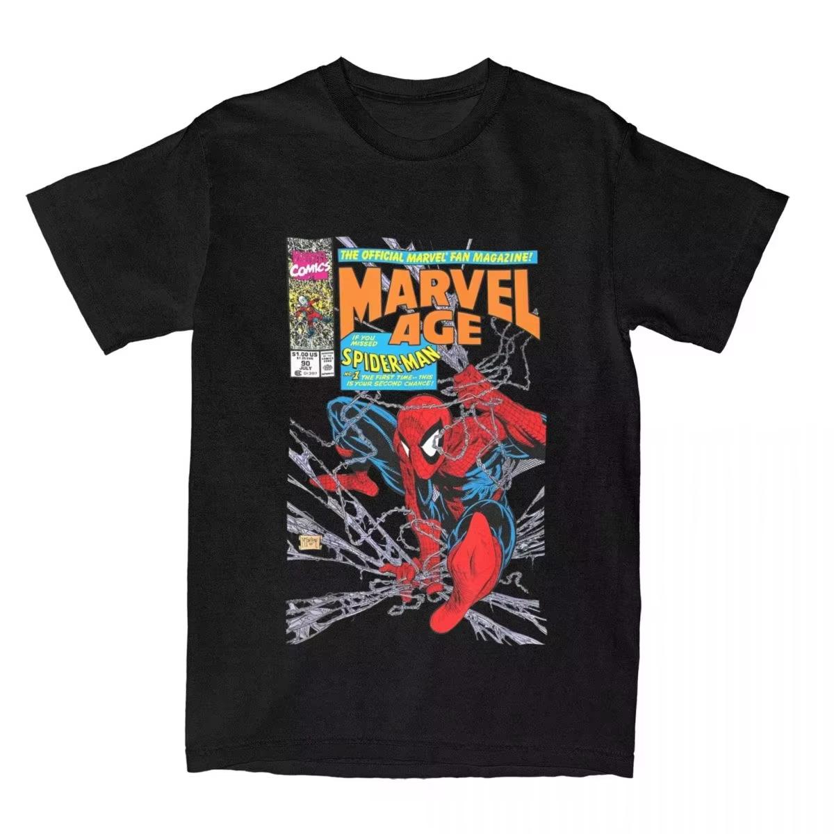 BenberFashion Heren T-shirt Spider-Man Comics Retro Katoen T-shirt Korte Mouw Top Bedrukt Comfortabel Herfst en winter onderkleding 2XL