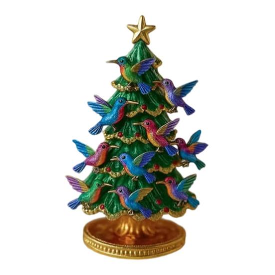Christmas Ornament Colorful Christmas Tree Resin Display Mold with Bird Decor Living Room Bedroom Home Party Decor