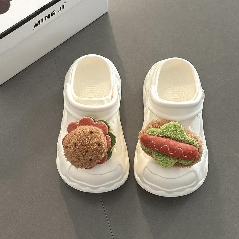 

Милые мультяшные бургер хот-дог шлепанцы женские летние новые носить толстая подошва увеличивающая рост приморские крутые тапочки 39-40 бежевый