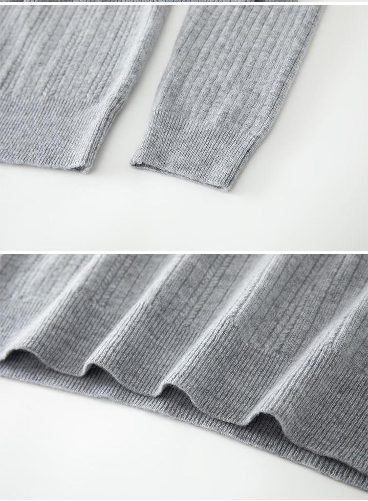 Women's Pure Wool Ribbed Turtleneck Sweater - Autumn/Winter Versatile Commuter Base Layer