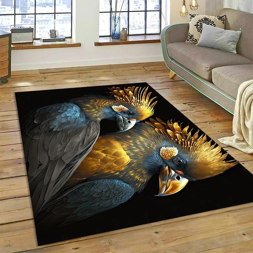 Cute Dream Bird Parrot Peacock Carpet Living Room Bathroom Decor Rug Mechanical Washable Mat Non-slip Floor Mat Entrance Doormat