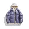New couple loose hooded cotton-padded jacket, winter black fake two-piece thickened warm cotton-padded jacket