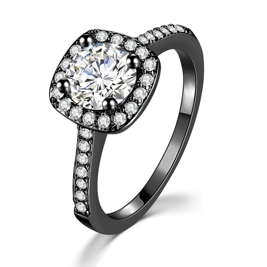 Wedding Proposal Solitaire Rings for Women Female Silver Color Square Zirconia Crystal Engagement Marriage Ring Jewellry R781
