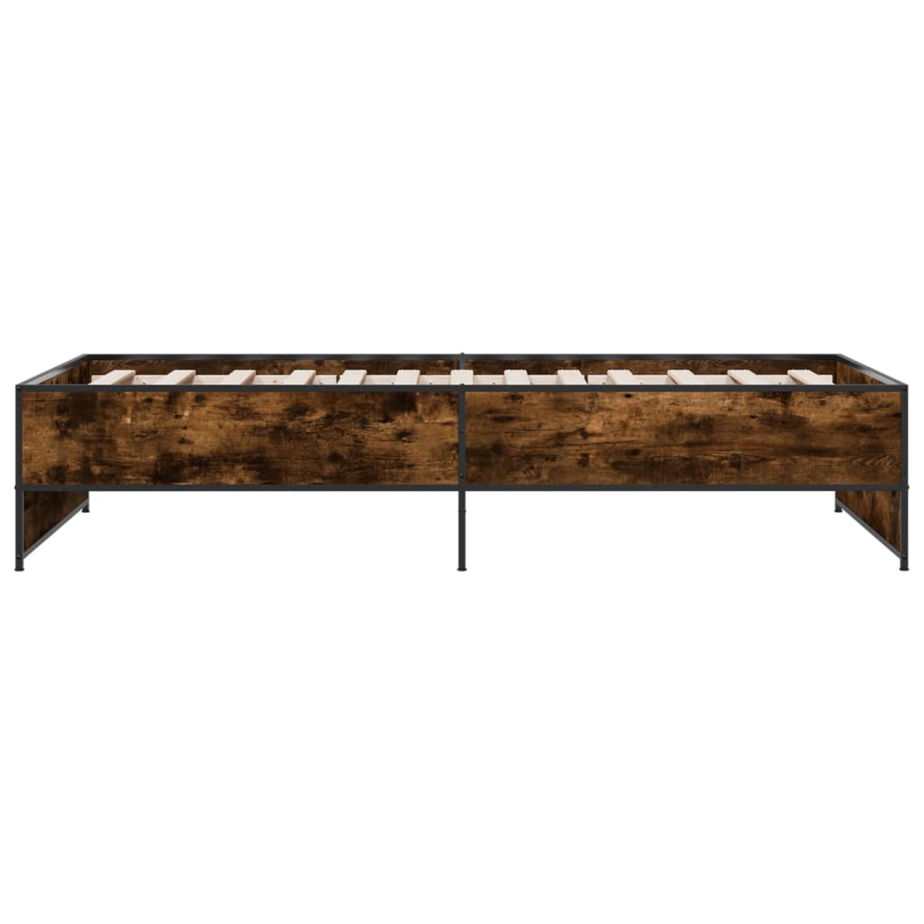 Bed Frame Smoked Oak 90x190 cm Wood Based Panel and Metal