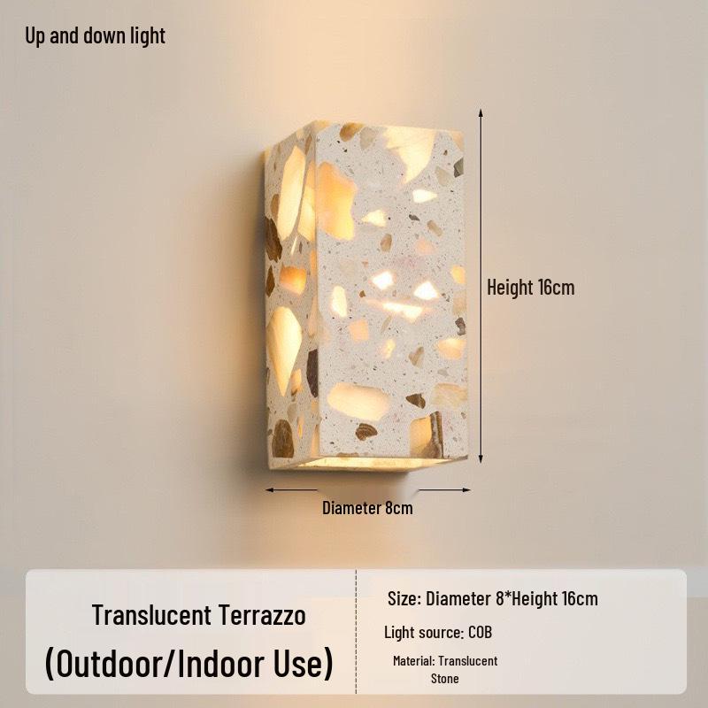 Retro Marmurowa Terakotowa Lampa Ścienna Wabi-Sabi do Sypialni, na Balkon lub Dziedziniec