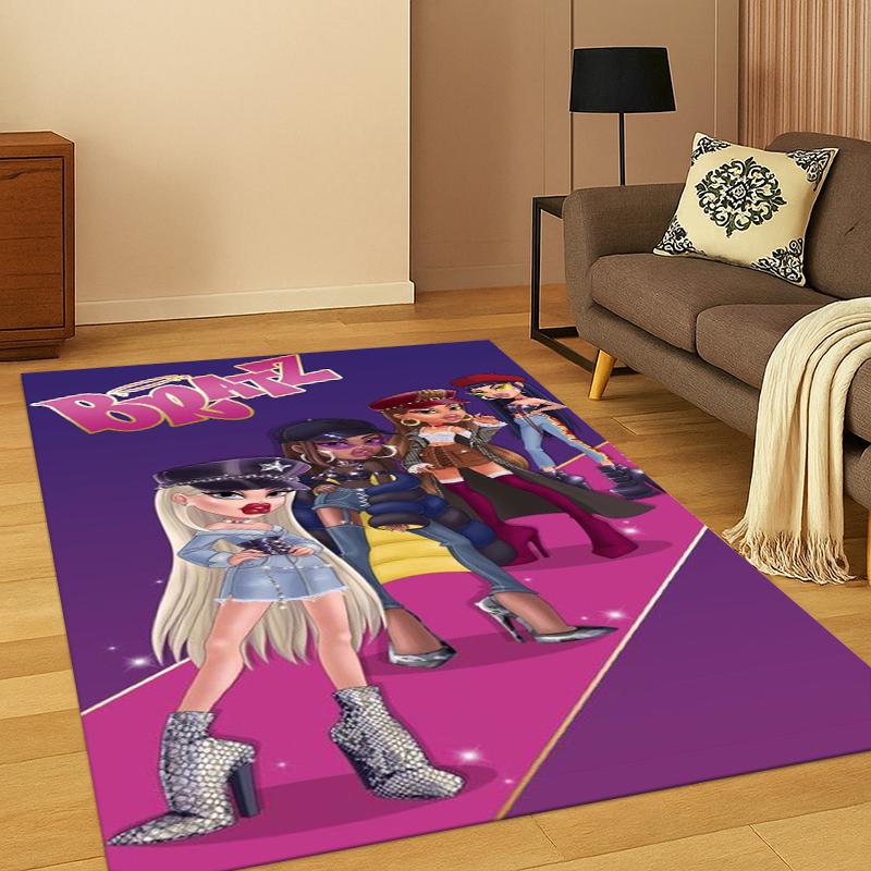 Cartoon Bratz Doll Cute Girl Carpet Rug for Bedroom Living Room Sofa Playroom Doormat Home Decor,Kid Game Area Rug Non-slip