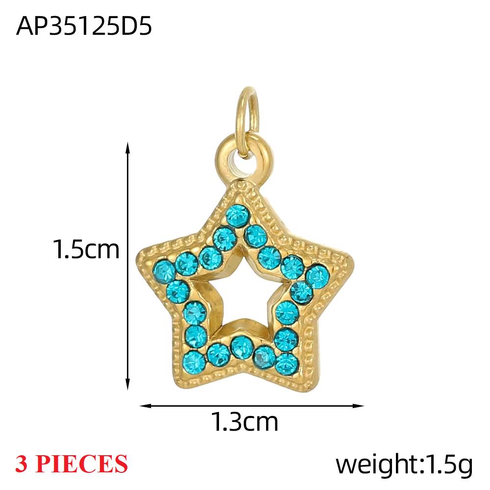 3PCS/LOT CARLIDANA Gold Plated Stainless Steel Colorful Star Pendants Charms for DIY Jewelry Making Necklace Earrings