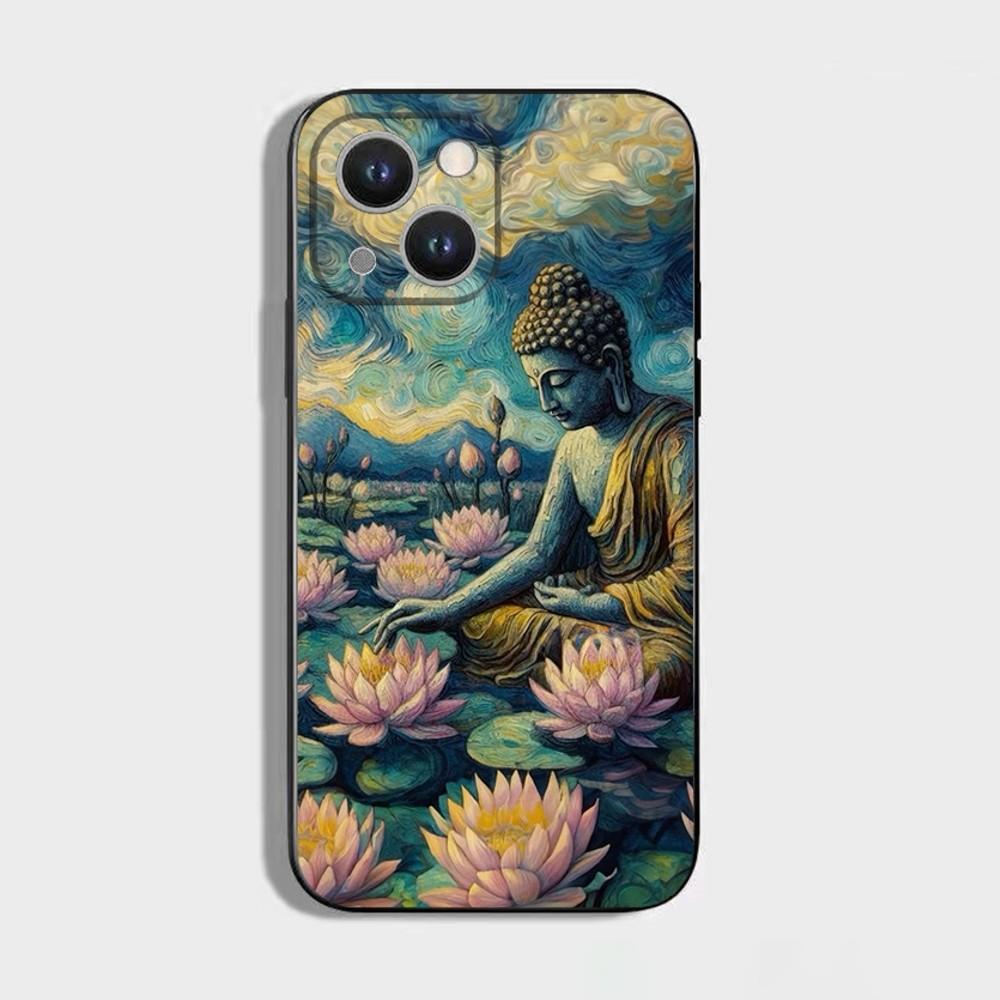 

Buddha Art Pattern Phone Case For iPhone 16,15,14,13,12,11 Plus,Pro Max,XS,X,XR,SE,Mini,8,7,Soft Silicone Black Cover iPhone11PRO
