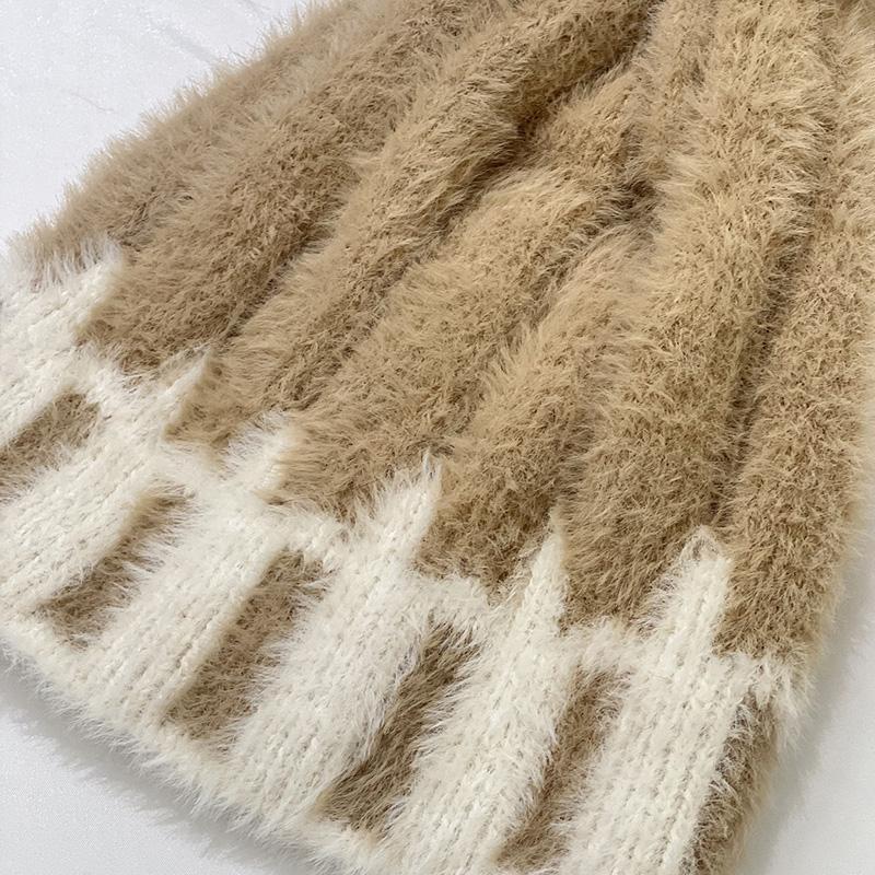 1Pc Plush Hat Winter Ear Protection Cold Protection Single Ball Cycling Color Blocked Polyester Imitation Fox Fur