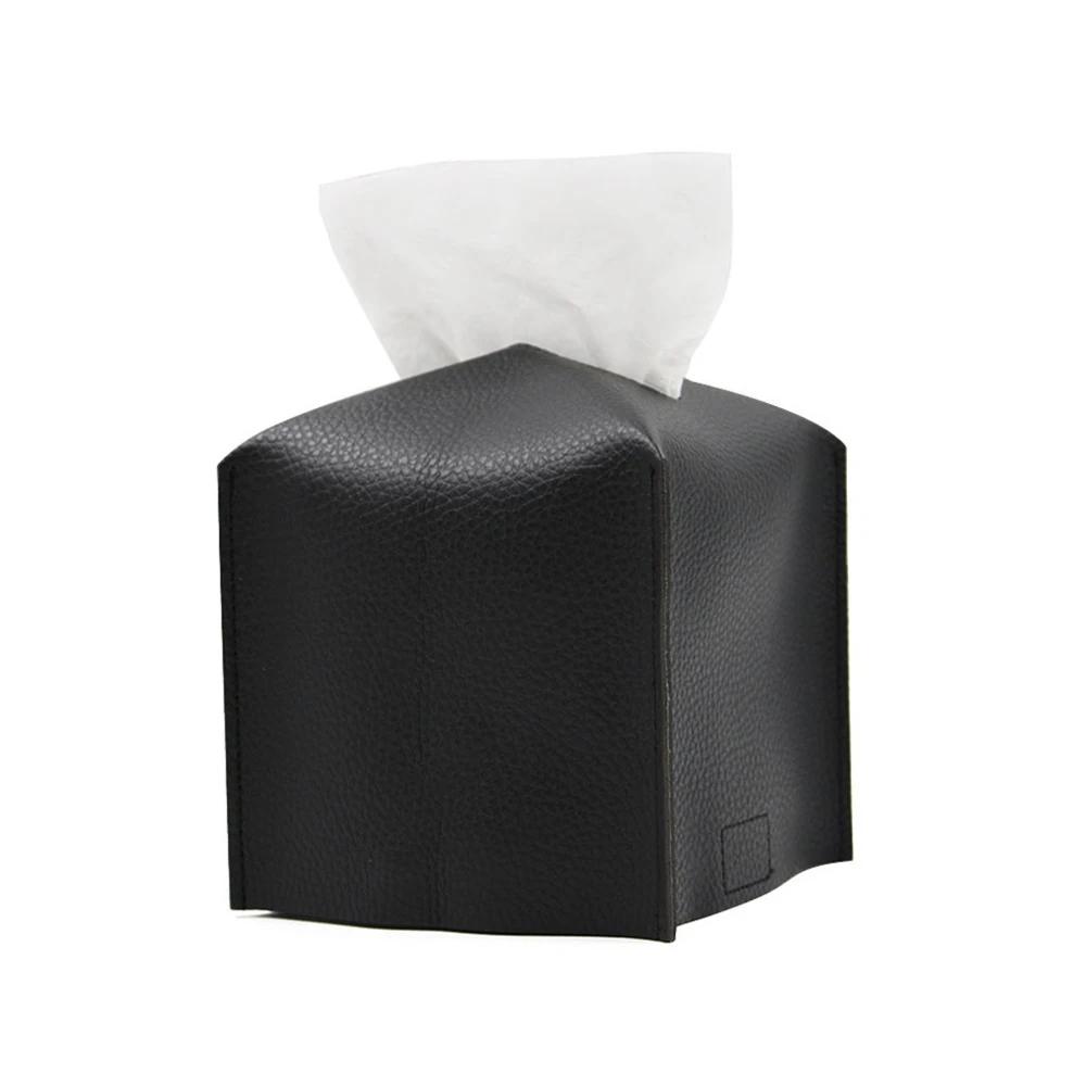 

Decorative Square Tissue Box PU Leather Tissue Holder Facial Paper Organizer for Bathroom Modern Tissue Box Holder Kitchen чорний
