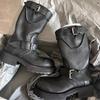Big-head Retro Thick-soled Mid-length Boots for Women, Versatile Shoes with Built-in Height Increase.